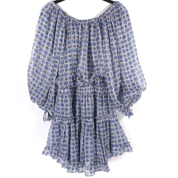 NWT MISA Los Angeles Zonia Off Shoulder‎ Chiffon Mini Dress Ruffle Pleated SMALL - Picture 6 of 15